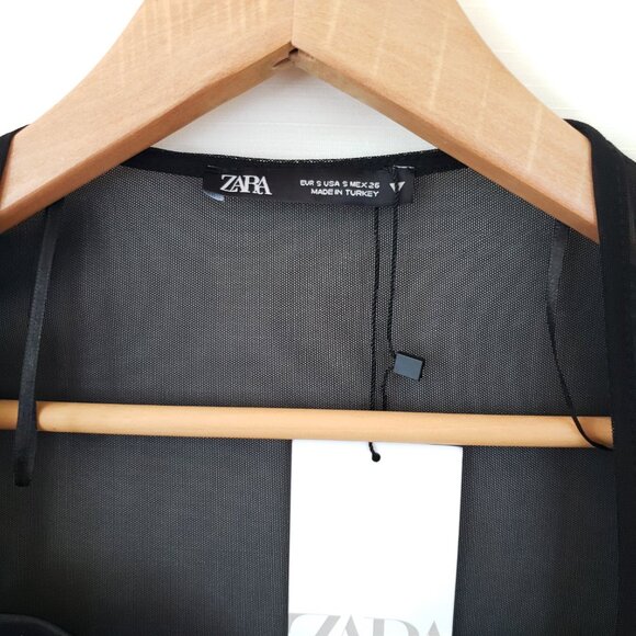 ZARA BLOGGERS FAVORITE SWEETHEART NECKLINE SHEER MESH BODYSUIT Size Small - Picture 4 of 5